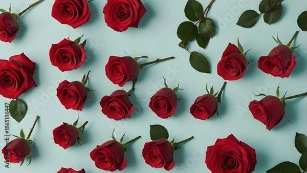 Obraz Red roses with leaves 