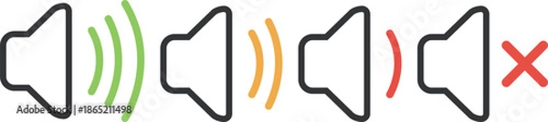 Obraz 音量スピーカーのフラットアイコンセット