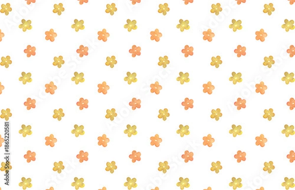 Obraz 黄色とオレンジの花柄背景　水彩風