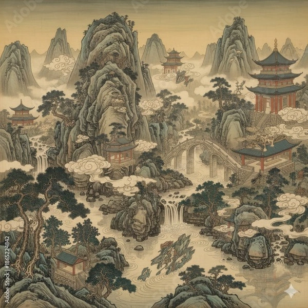 Obraz Temple Above the Cloud Sea