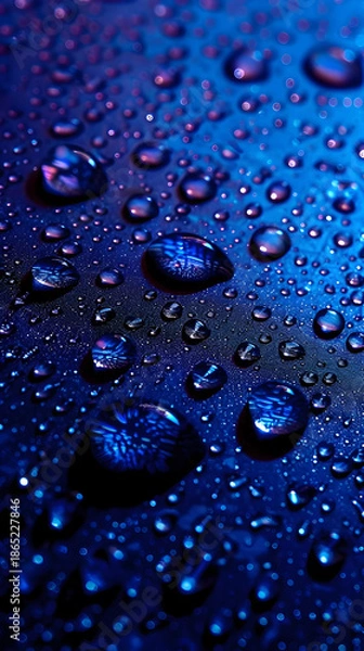 Obraz Blue Water Droplets on Abstract Gradient Surface