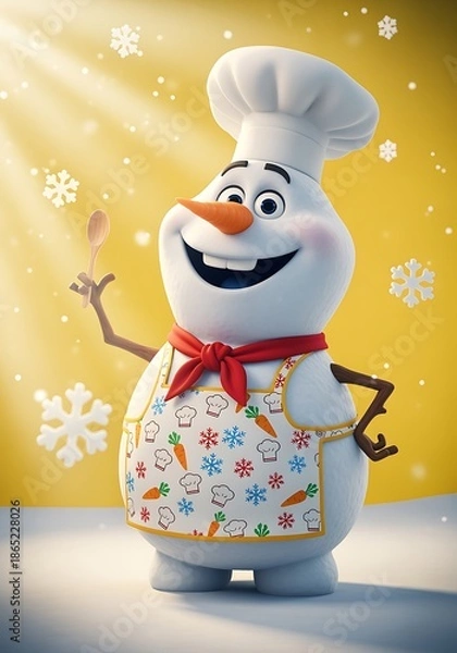 Obraz snowman with broom