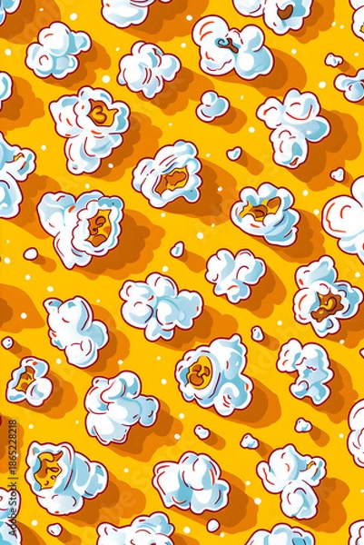 Obraz Popcorn Pattern on Bright Orange Background