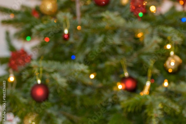 Obraz Defocused Christmas Tree Holiday Background