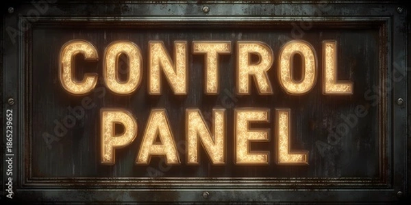 Obraz Flat design user interface element with the title “control panel” as a prominent screen header