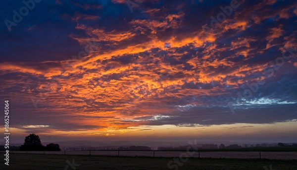 Obraz Dramatic Sunset Sky with Intense Cloud Colors