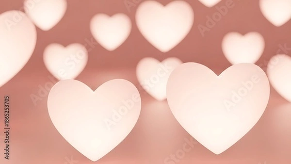 Obraz Soft pink background with floating white hearts
