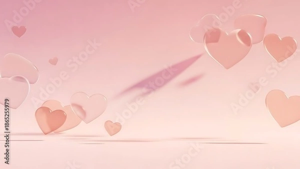 Obraz Soft pink background with floating hearts
