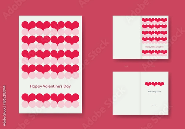 Obraz Valentine's Day Card Template with Rounded Hearts Pattern