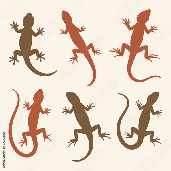 Obraz Lizard silhouettes set vector illustration