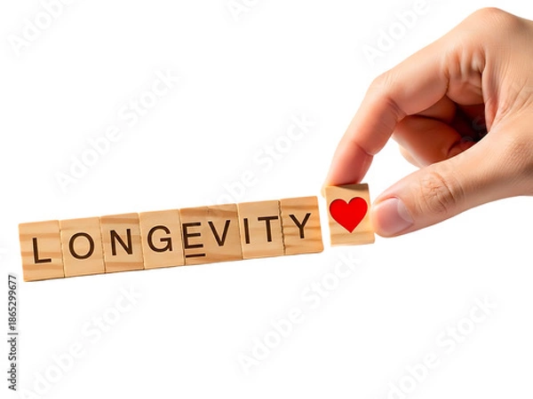 Obraz Hand placing heart on longevity tiles.