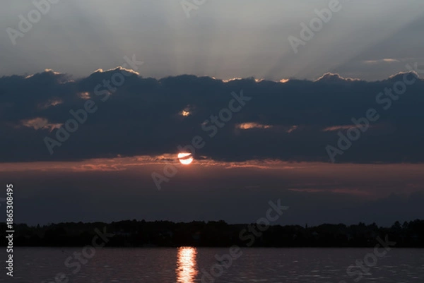 Obraz Sunset over a lack