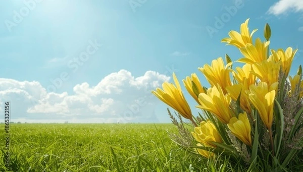 Obraz Everyday flowers showcasing distinctive features, suitable for UI backdrop design