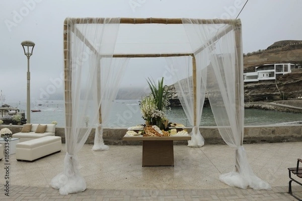 Obraz cheese table for marriage on the beach