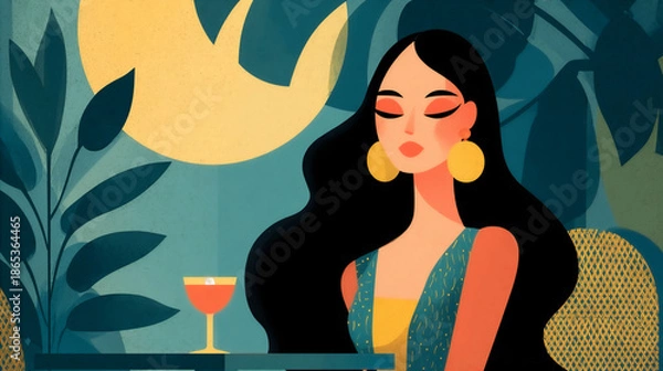 Fototapeta Self-love, a date with yourself over wine.