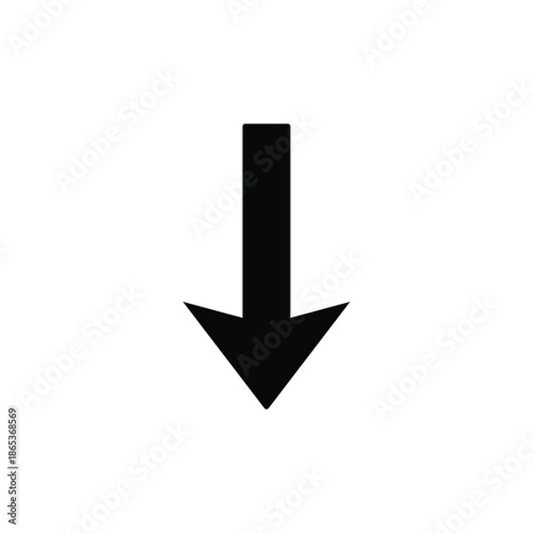 Obraz Solid Down Arrow Icon for Digital Navigation