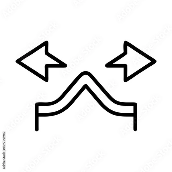 Obraz Stylized converging path with right and left arrow indicating a change