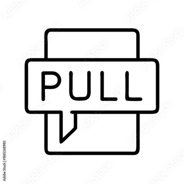 Obraz Simple Line Drawing of a Pull Sign in a Rectangular Shape