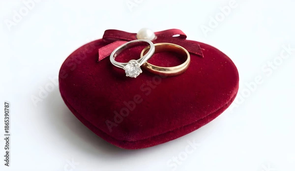 Obraz Wedding Rings on Red Heart