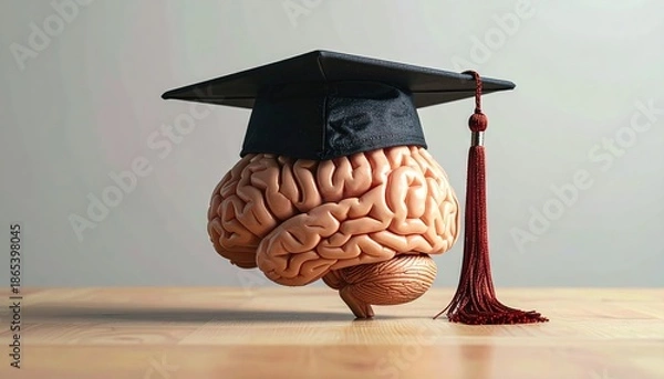 Obraz Brain wearing a graduation cap - thinking cap