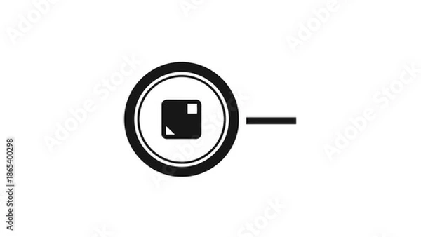 Obraz A simple icon representing a stop button with a square and a line inside a circle.