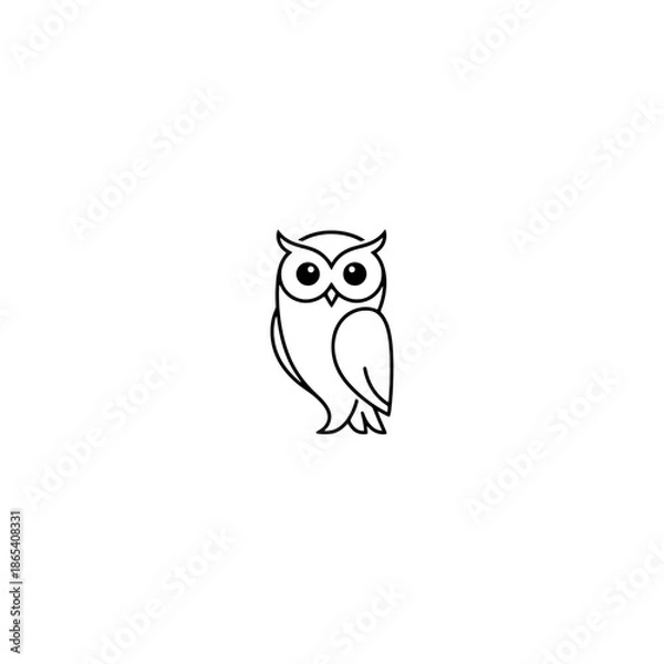 Obraz Single line owl icon flat vector design.