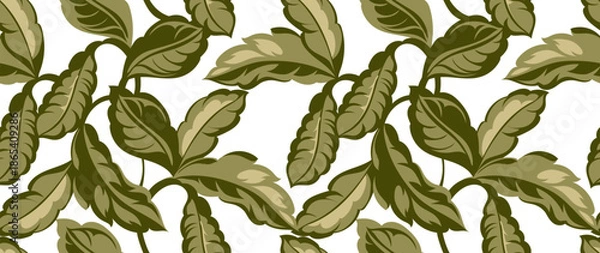 Obraz Hand draw leaves pattern. Seamless abstract pattern design