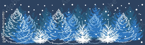 Obraz Winter background with Christmas trees