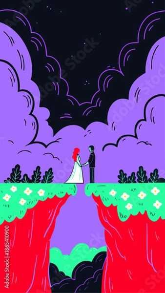 Fototapeta Cliffside Wedding with Dramatic Clouds