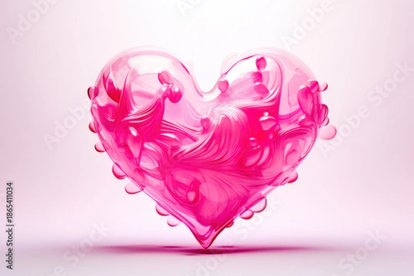 Obraz Pink liquid heart with glossy splash shape