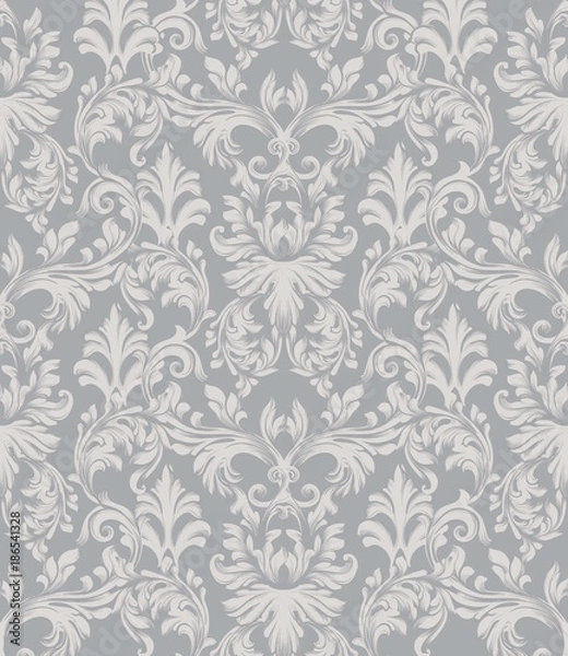 Fototapeta Vector Baroque ornament pattern background. Vintage handmade rich decor fabric textures