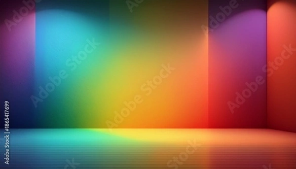 Obraz abstract gradient studio background for product presentation empty room with rainbow shadows with copy space