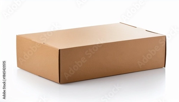Obraz Plain Light Brown Rectangular Cardboard Box Isolated On White Background