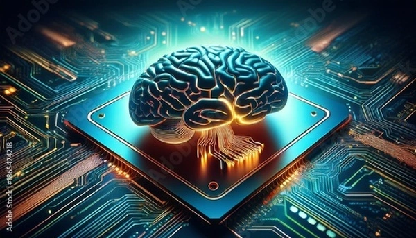 Obraz digital brain concept on circuit board