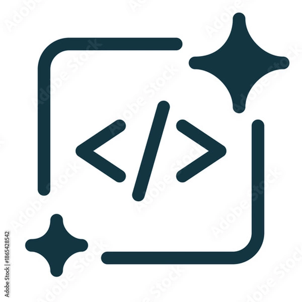 Fototapeta Generative AI software code outline icon representing artificial intelligence for coding, programming automation, and smart software development. Minimal line symbol for moderndeveloper tools.