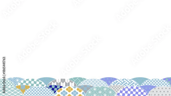 Obraz 冬の季節の彩り和柄背景イラスト
