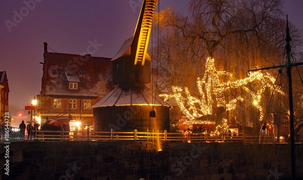 Obraz Der Lüneburger Kran zur Adventszeit