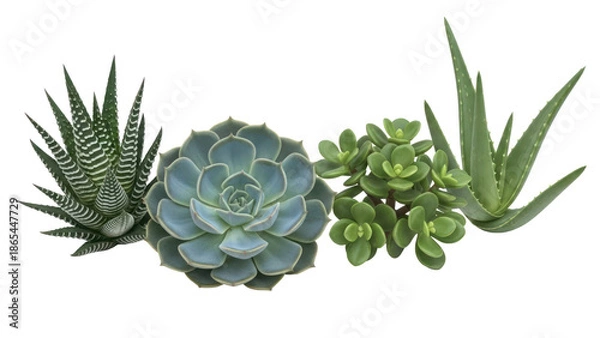 Obraz Assorted Succulent Plants Isolated on Transparent Background