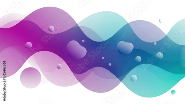 Obraz Abstract flowing waves with bubbles, isolated on transparent background