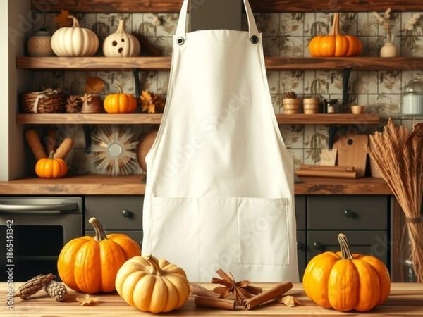 Obraz Kitchen apron with autumn decorations