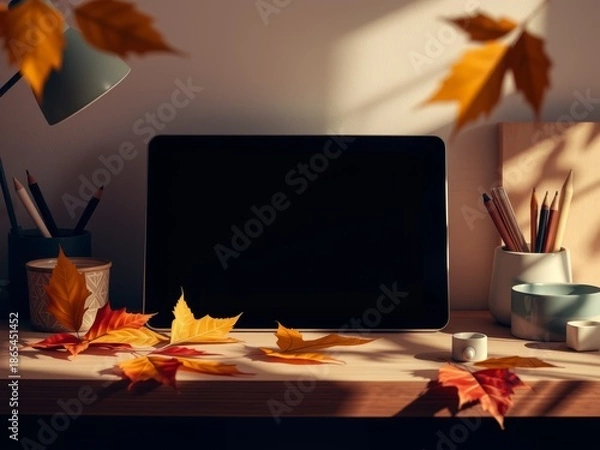 Obraz Autumn-inspired workspace setup