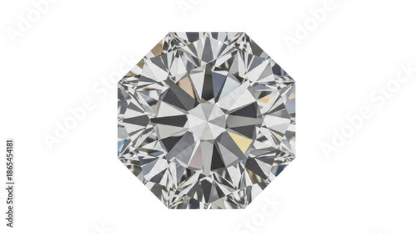 Obraz Octagonal Cut Diamond Gemstone Isolated on Transparent Background