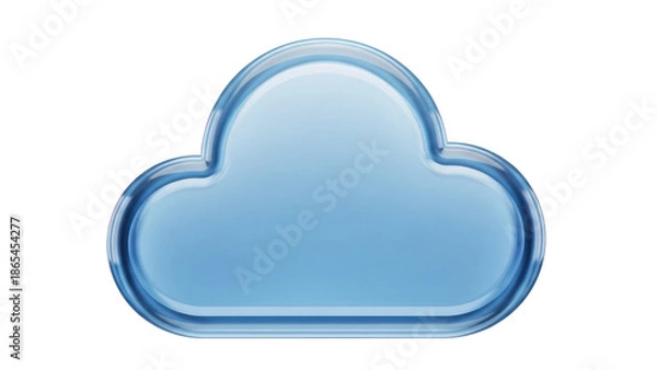 Obraz Glossy blue cloud icon isolated on transparent background