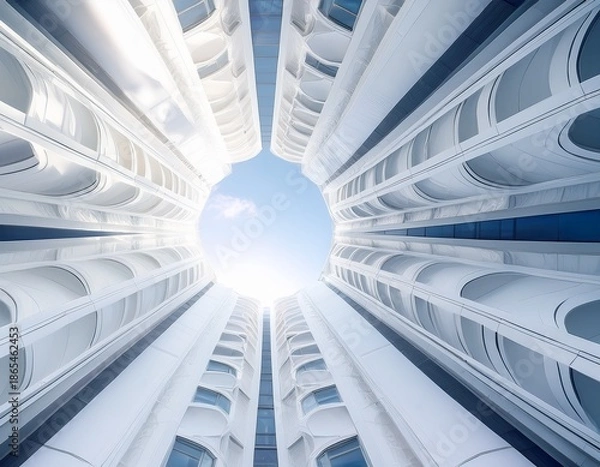 Obraz bright and clean abstract architecture with intersecting white structures and soft lighting