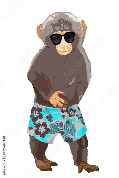 Obraz Cute monkey wearing a sunglasses
