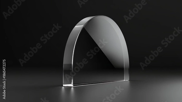 Obraz Clear acrylic geometric arc shape on dark background