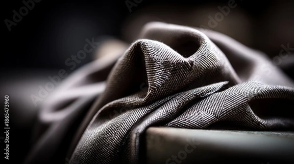 Obraz Dark and moody fabric with herringbone pattern