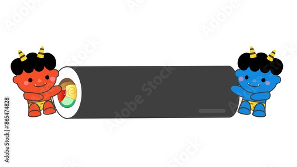 Fototapeta 節分の鬼と恵方巻(16:9)