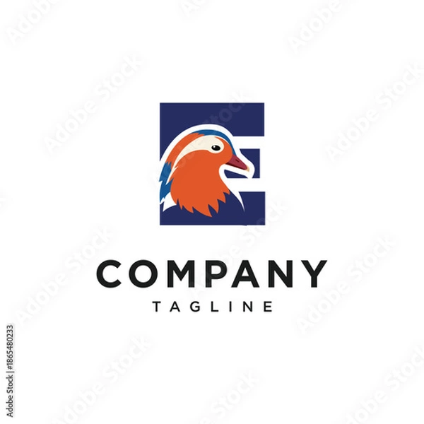 Obraz Letter E Mandarin Duck Logo Icon Vector