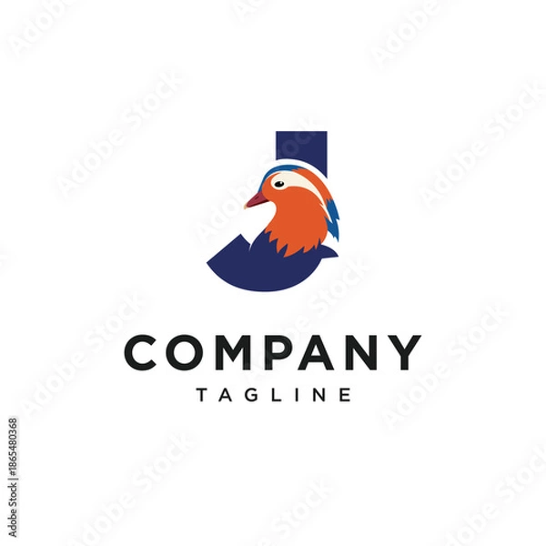 Obraz Letter J Mandarin Duck Logo Icon Vector